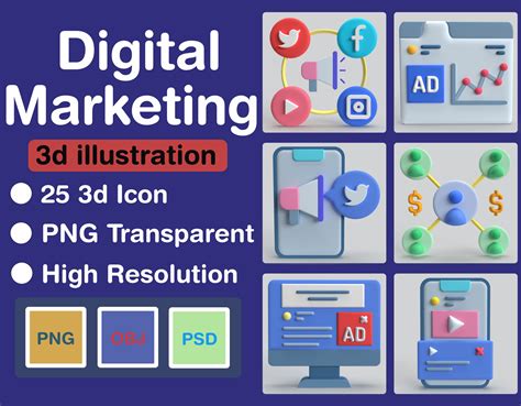 Premium Digital Marketing 3d Illustration Pack From Business 3d