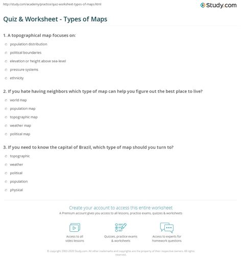 Types Of Maps Worksheet E Street Light