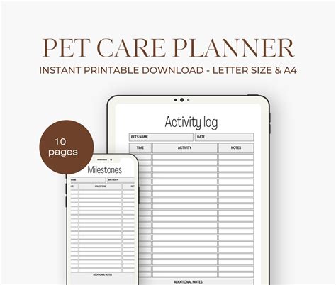 Printable Pet Planner Fillable Pet Planner Pet Care Planner Pet