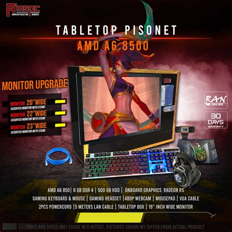 TABLETOP PISONET AMD A6 8500 | AMD A8 8600 gaming keyboard mouse gaming ...