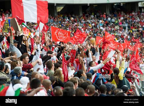 Supporters Of Ajax Cape Town Football Club Cheering In Cape Town