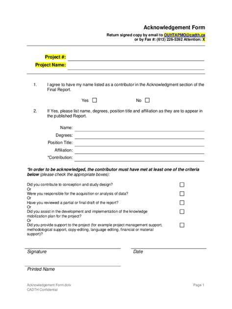 Fillable Online Acknowledgement Form Dotx Fax Email Print Pdffiller