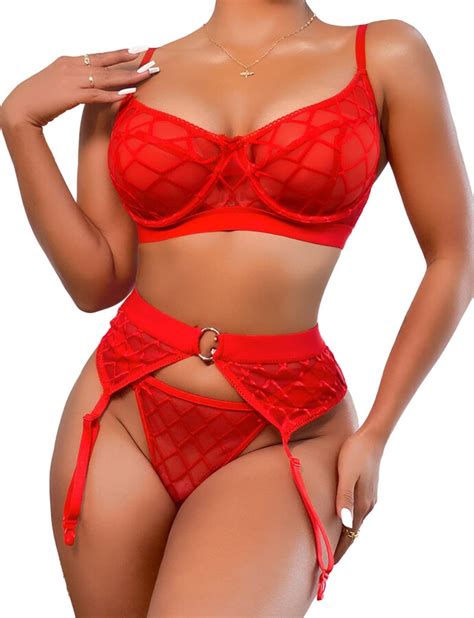 Popiv Women S Fishnet Lingerie Set Piece Bra And Panty Sets With