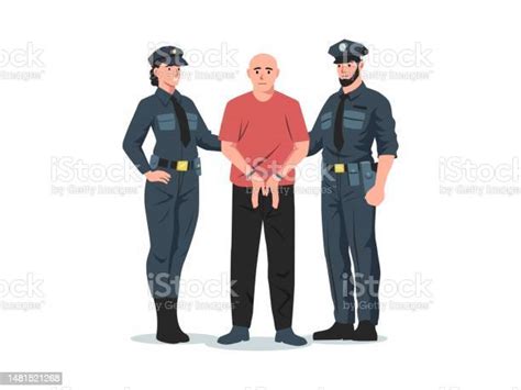 Police Arrest Policeman And Policewoman Arresting Criminal With