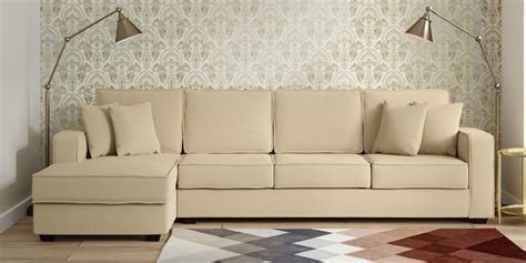 Buy Hugo Fabric Rhs Sectional Sofa In Beige Colour By Woodsworth Online