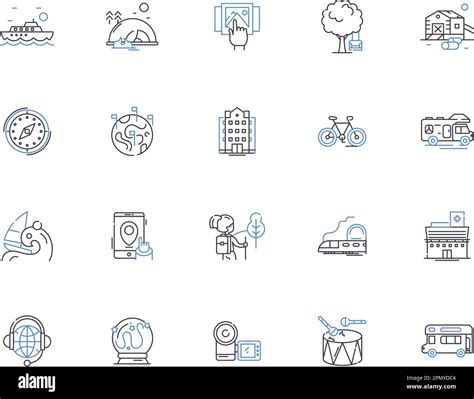 World Travel Outline Icons Collection Tourism Journey Trips