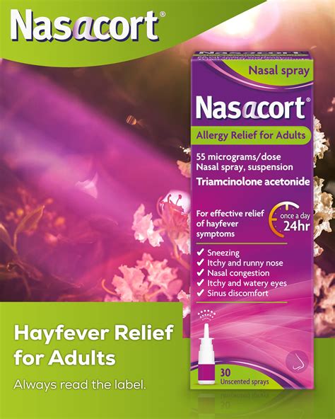 Nasacort Allergy Triamcinolone Nasal Spray 12 15 Days Supply 24hr 8 In 1 Hayfever Relief