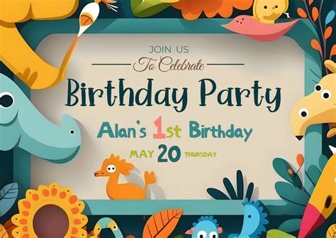 Birthday Card Coloring Drawing Animals Creative Style Colorful | PSD ...