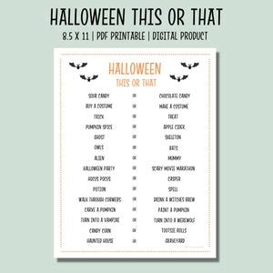 Halloween This or That Game Halloween Fun Party Game Halloween Would ...