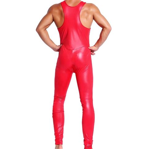 Sexy Men S Bodysuit Latex Catsuit Wet Look Gay Faux Etsy