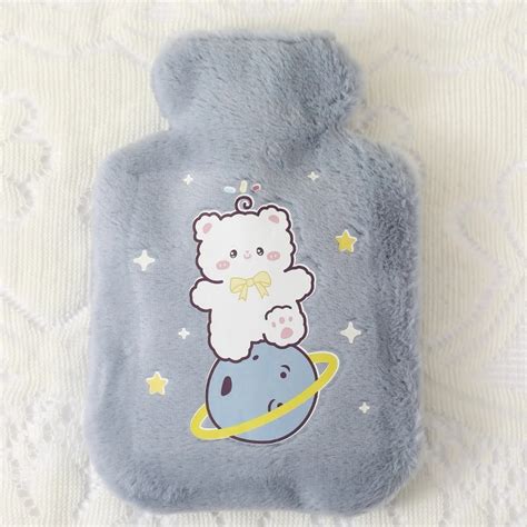 Hot Water Bag With Plush Cloth Hot Compress Stomach Warm Water Bag Relief Pain Water Filling Bag