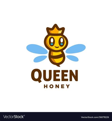 Queen bee mascot cartoon logo icon design vector, bumble bee with crown ...