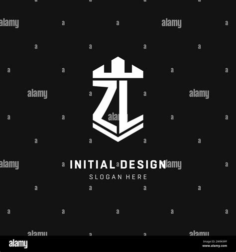 ZL Monogram Logo Initial With Crown And Shield Guard Shape Style Vector