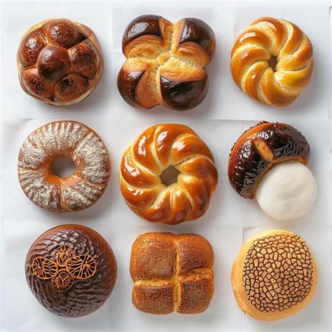 Assortment of challa bread types on a white table | Premium AI ...