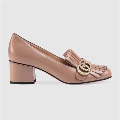 Gucci Leather Mid Heel Pump Nude Leather ModeSens Mid Heels Pumps Pumps Heels Nude