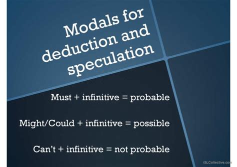 Modals Of Deduction And Speculation English Esl Powerpoints