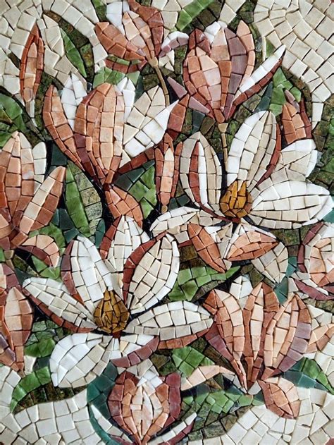 Marble Mosaic Magnolia Mosaic Magnolia Painting Magnolia Wall Art