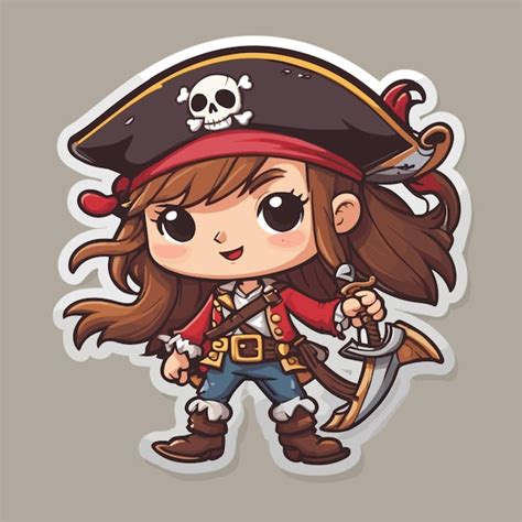 Vector De Dibujos Animados De Chicas Piratas Vector Premium