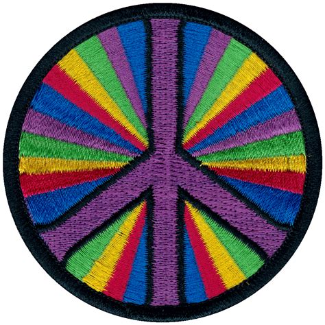 Rainbow Background With Purple Peace Sign - Patch - Peace Resource Project