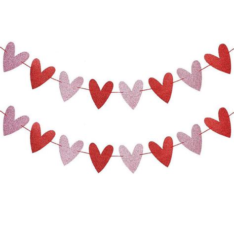 Bouanq Paper Heart Garlands Heart Hanging Banner Bunting For Valentine