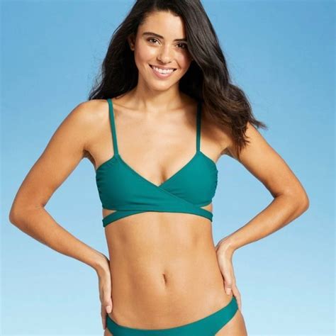 Xhilaration Swim Nwt Juniors Wrap Front Bralette Bikini Top Xhilaration Teal Green Xl Poshmark