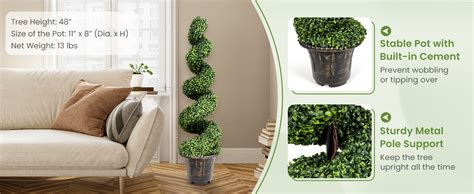 Amazon GOPLUS 4 Ft Artificial Boxwood Spiral Topiary Tree Fake