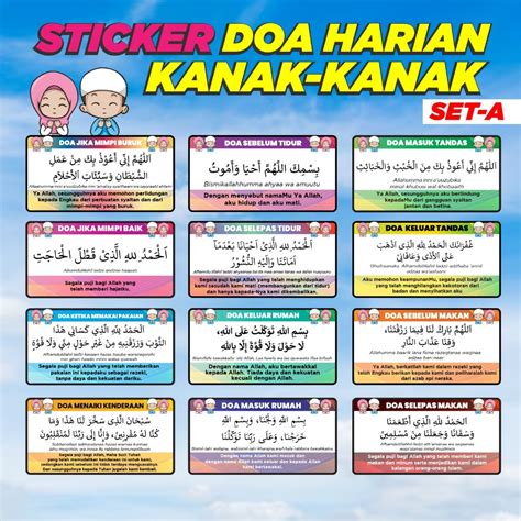 sticker doa harian set  pelbagai doa  pcs shopee malaysia