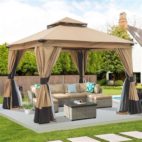 ABCCANOPY Outdoor Double Roof Soft 10x10 Patio Gazebo With Mesh Wall | ABCCANOPY