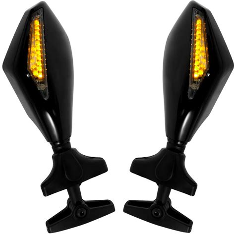 Motorcycle Rearview Mirrors With Turn Signal Indicators Integrated