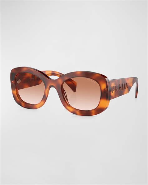 Prada Oversized Logo Acetate And Plastic Oval Sunglasses Neiman Marcus