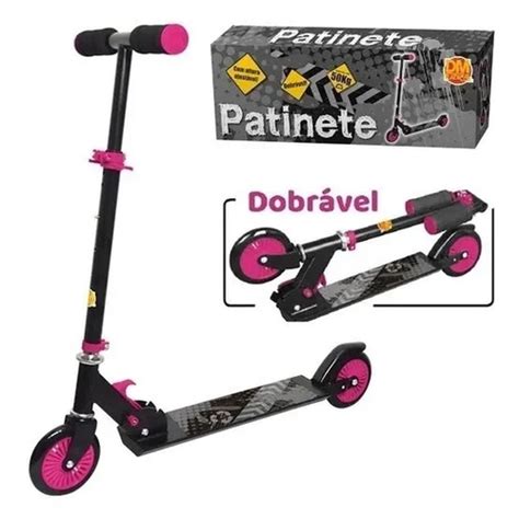 Patinete Infantil Dobr Vel Ajust Vel Rosa Preto Dm Toys Radical No Shoptime