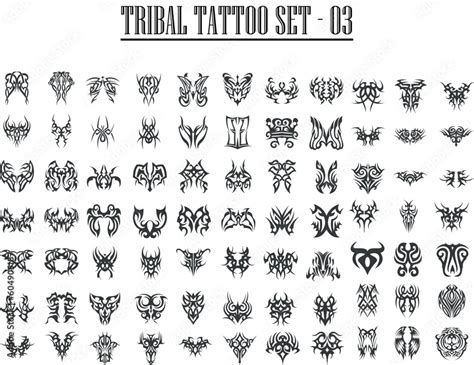 Tribal tattoo set vector, ancient tattoo designs Stock Vector | Adobe Stock