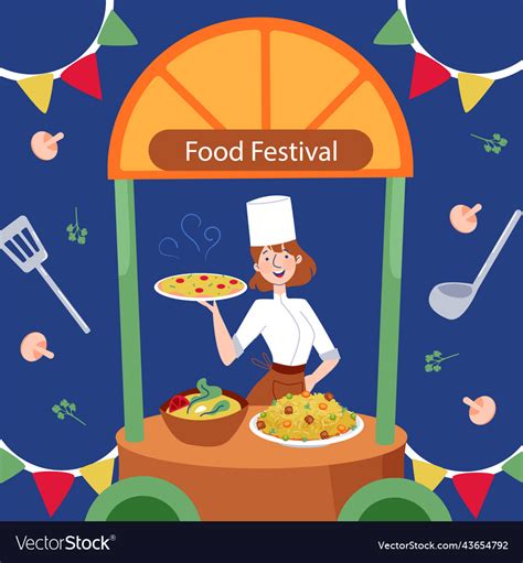 Flat design food festival Royalty Free Vector Image