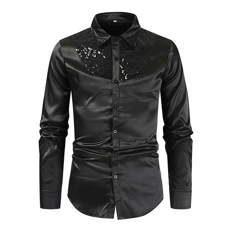 Lrjteng Men S Fashion Spring And Summer Casual Short Sleeved Lapel Solid Color Sequin Stitching