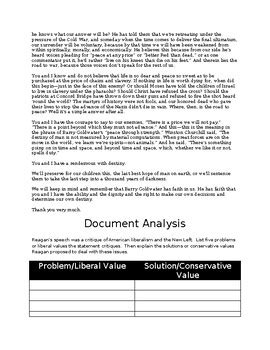 APUSH Ronald Reagan Speech Analysis Activity By Transformation Teaching