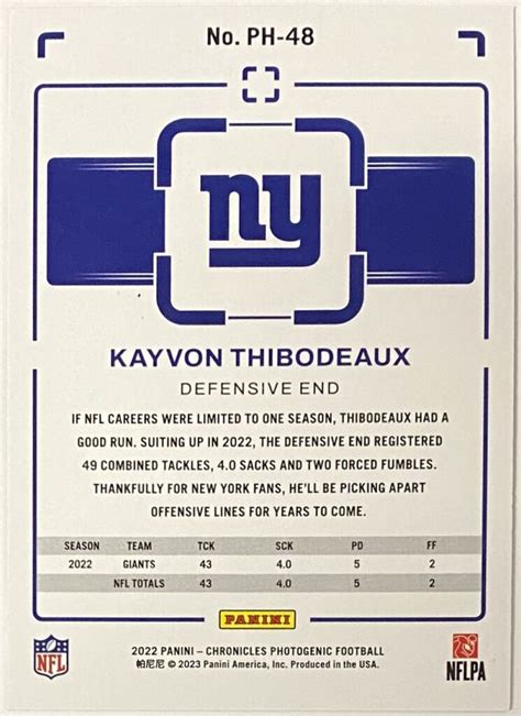 Kayvon Thibodeaux Panini Contenders Photogenic Football New York