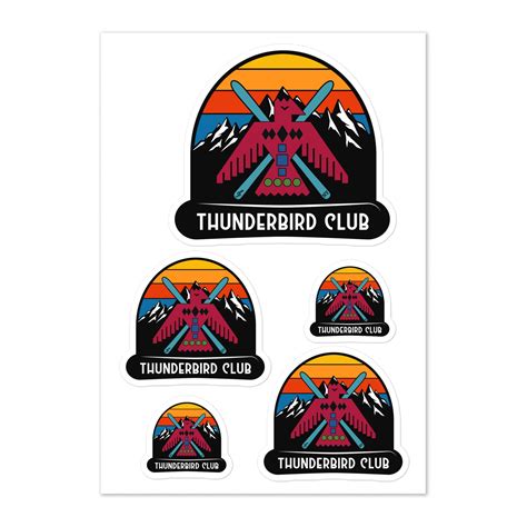 thunderbird club sticker sheet etsy