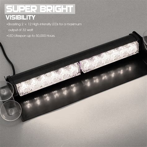 Snapklik BooYu 214 8in LED Dash Emergency Strobe Light Bar 2 In 1