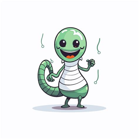 Personagem De Desenho Animado De Cobra Verde Bonito Em Fundo Branco