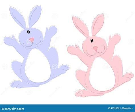 Pink And Blue Easter Bunnies Clip Art Stock Illustration - Illustration ...