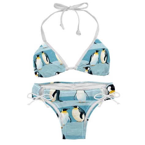 Penguin Detachable Sponge Adjustable Strap Bikini Set Two Pack For