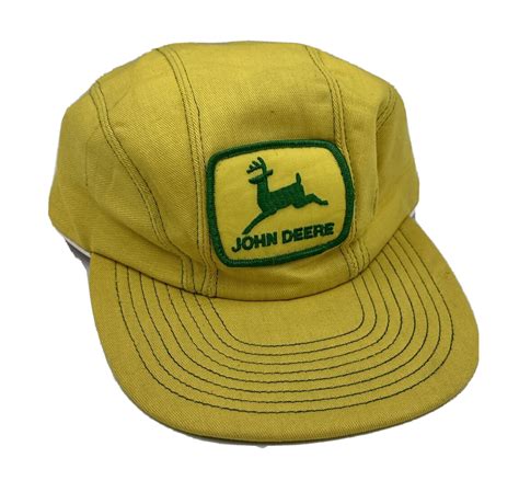 Rare Vintage JOHN DEERE Trucker Hat Cap Yellow White Gem