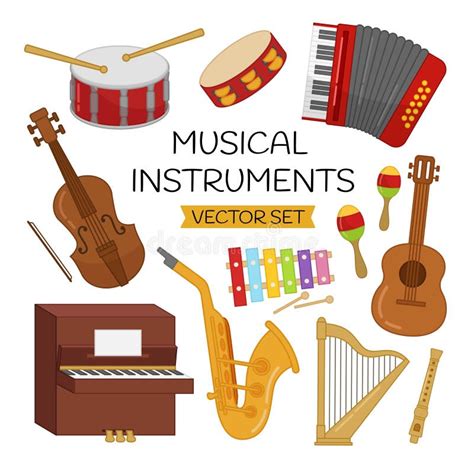 Vector Set Of Musical Instruments Stock Vector Illustration Of Piano