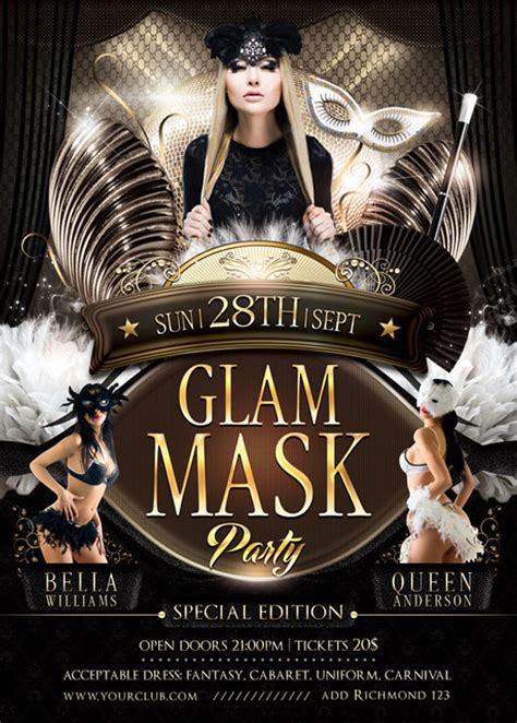 Glam Mask Party Flyer Template on Behance