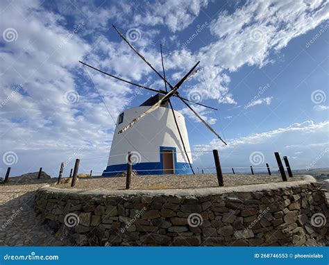 Windmill In The Historic Mining Village Of Aljustrel In Alentejo South