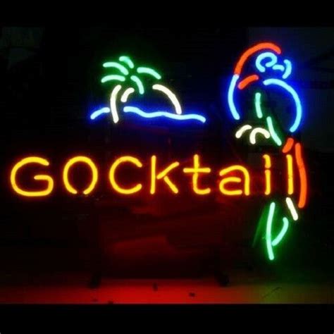 Cocktail Parrot Palm Tree Neon Light Sign X Lamp Glass Decor