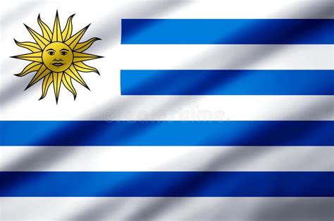 Ejemplo Realista De La Bandera De Uruguay Stock de ilustración