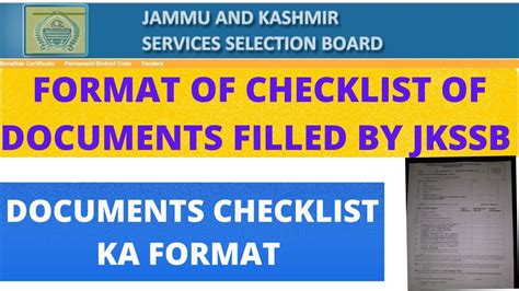 Format Of Check List Form Filled By Jkssbclass Iv Document