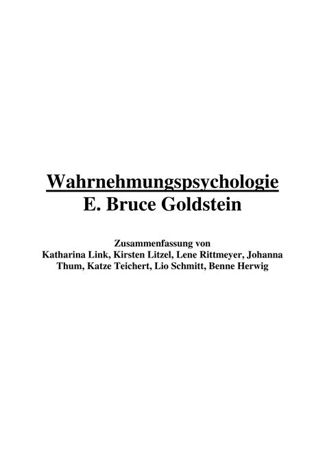 Goldstein Wahrnehmungspsychologie Zusammenfassung