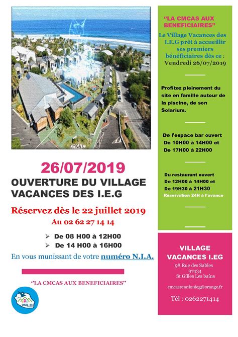 VILLAGE VACANCES St GILLES les BAINS CMCAS Réunion